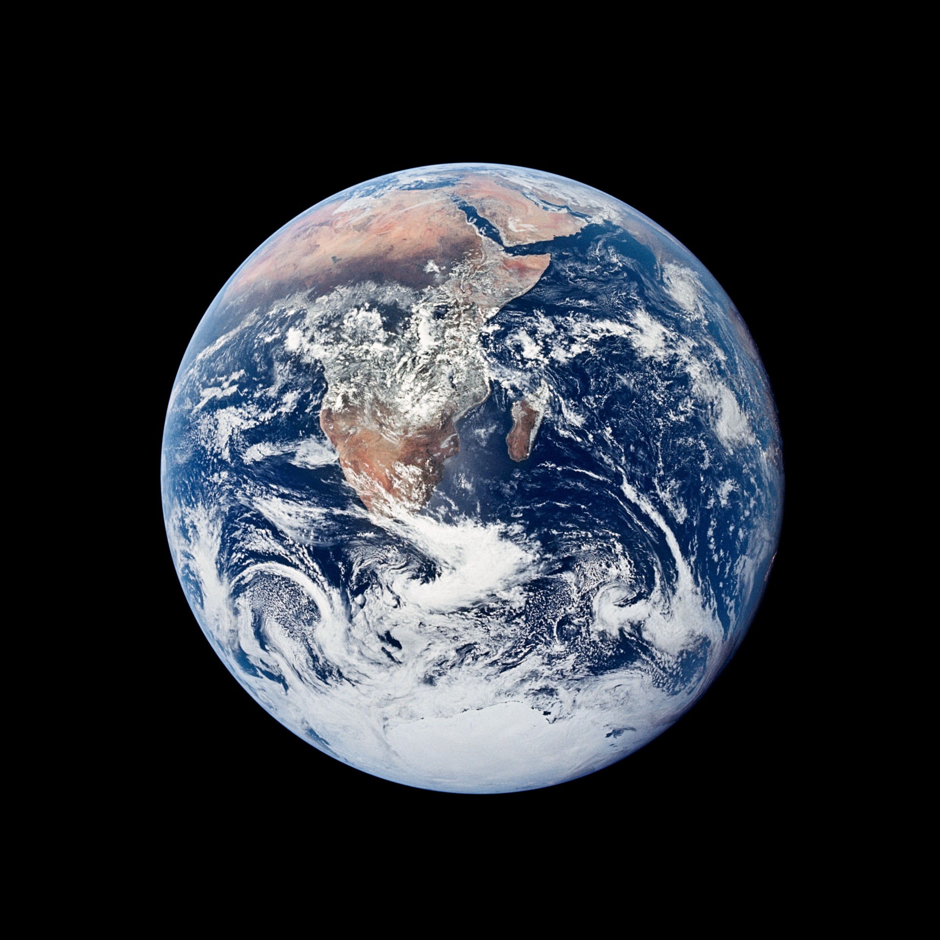 NASA Apollo 17 photograph of Earth showing Africa and the Indian Ocean